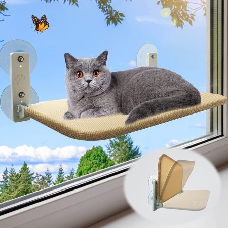Foldable Cordless Cat Window Perch with Hammock